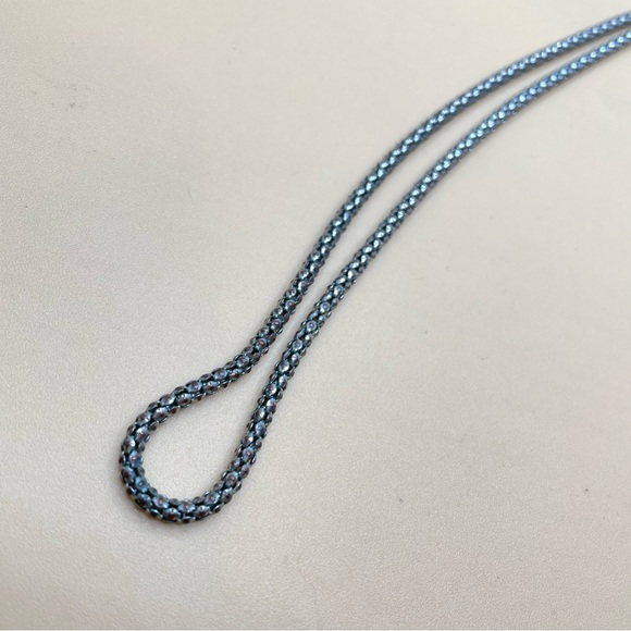 Unsigned Silver Tone Long Snake Chain Faux Turquoise Southwestern Necklace - Picture 5 of 8